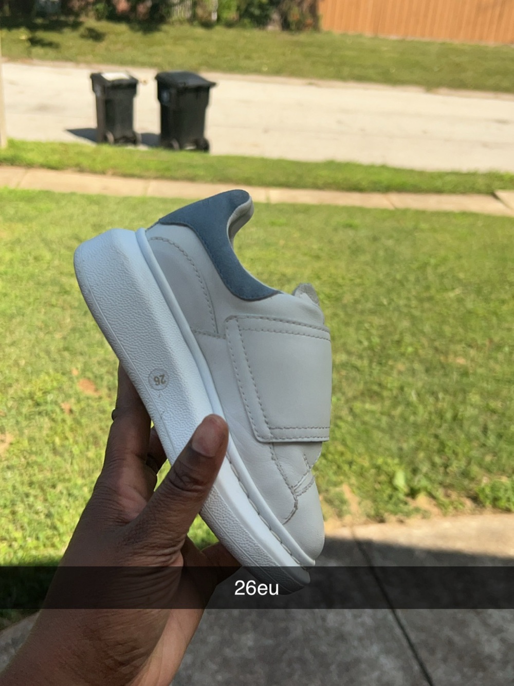 Alexander McQueen Kids White Sneaker with Gray Heel